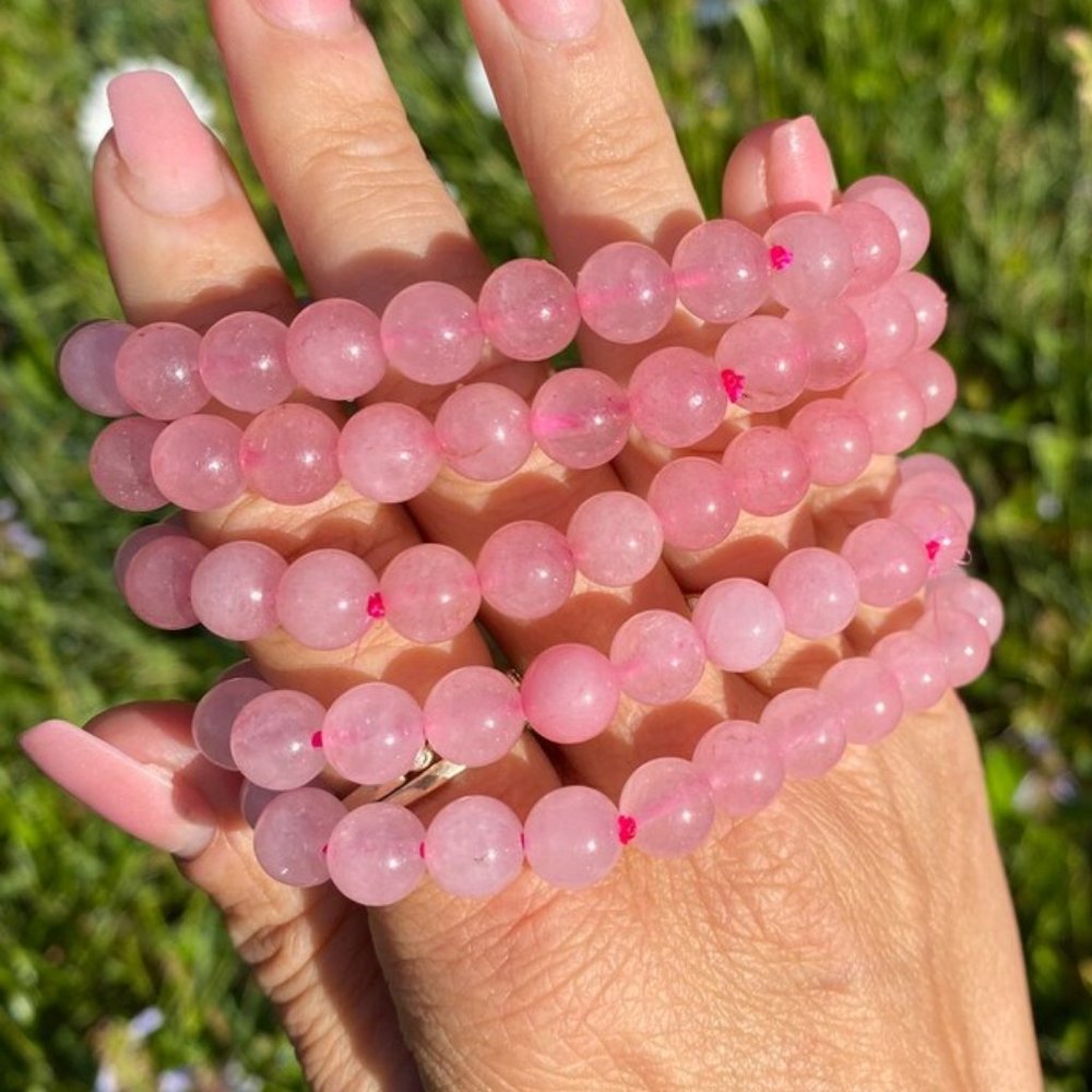 Handmade Natural Rose Quartz Balance Round 8MM Beaded Healing Chakra Bracelet